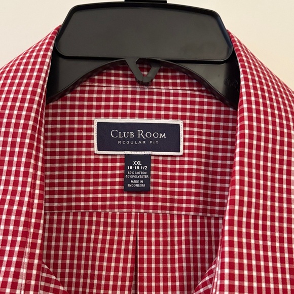 Club Room Red Maroon Gingham Dress Shirt - Picture 3 of 11